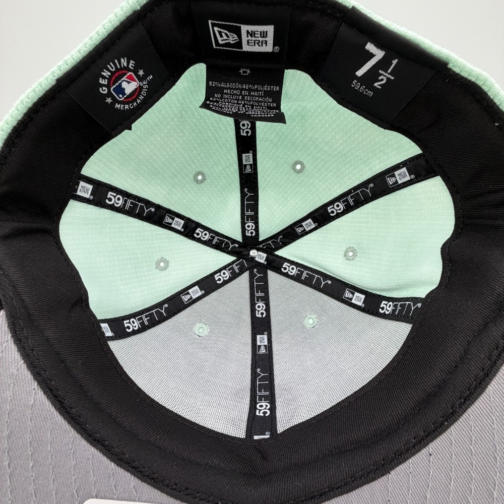Chicago Cubs Thermal Knit Hat New Era 59Fifty Mint Green Black Fitted 7 1/2 NEW - Picture 10 of 12